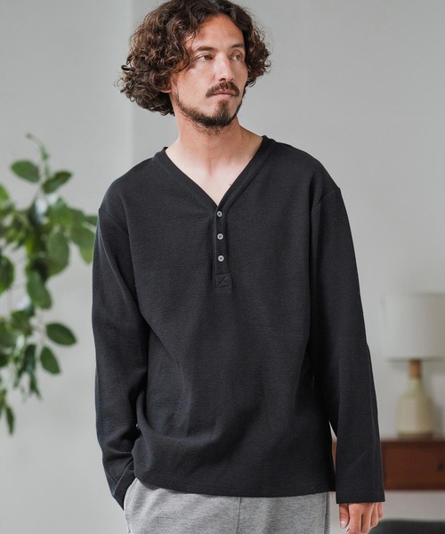 Magine(マージン)の「mlt5316-Double Cloth Long Sleeve Henley T-shirts ロングスリーブTシャツ(Tシャツ/カットソー・メンズ・ホワイト/ブラック/カーキ・48/46/44)」の22枚目の写真