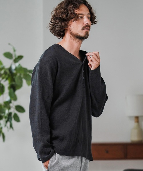 Magine(マージン)の「mlt5316-Double Cloth Long Sleeve Henley T-shirts ロングスリーブTシャツ(Tシャツ/カットソー・メンズ・ホワイト/ブラック/カーキ・48/46/44)」の21枚目の写真