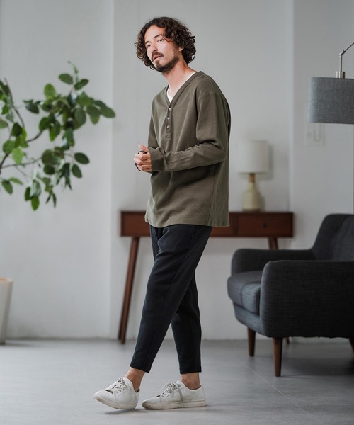 Magine(マージン)の「mlt5316-Double Cloth Long Sleeve Henley T-shirts ロングスリーブTシャツ(Tシャツ/カットソー・メンズ・ホワイト/ブラック/カーキ・48/46/44)」の14枚目の写真