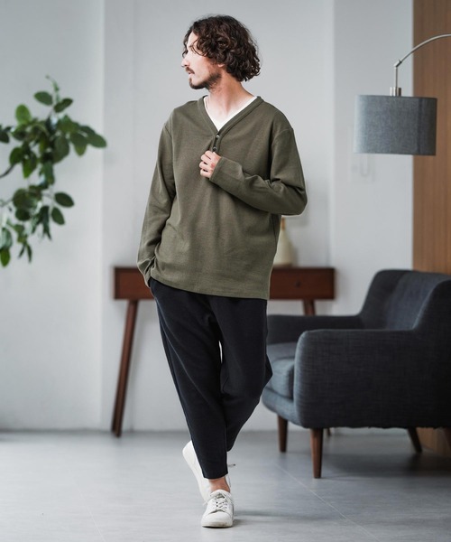 Magine(マージン)の「mlt5316-Double Cloth Long Sleeve Henley T-shirts ロングスリーブTシャツ(Tシャツ/カットソー・メンズ・ホワイト/ブラック/カーキ・48/46/44)」の13枚目の写真