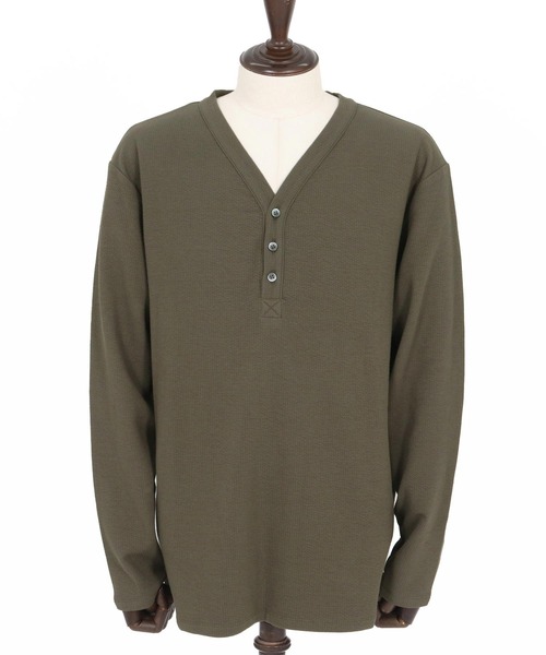 Magine(マージン)の「mlt5316-Double Cloth Long Sleeve Henley T-shirts ロングスリーブTシャツ(Tシャツ/カットソー・メンズ・ホワイト/ブラック/カーキ・48/46/44)」の11枚目の写真