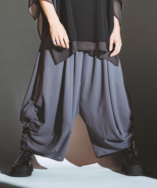 セール】【NO ID.】Squid Gather Baggy Trousers / Squid ギャザー