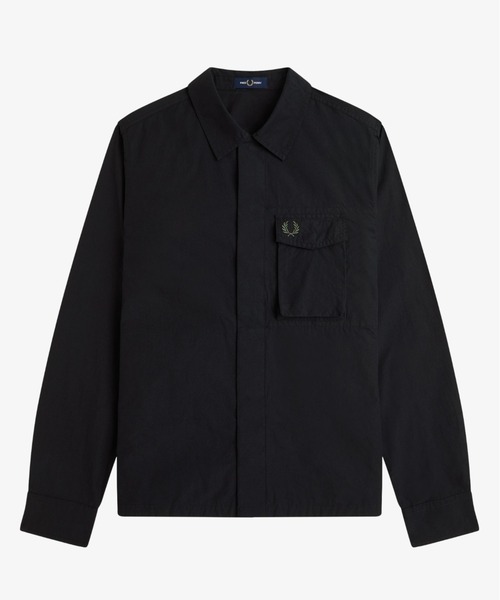 FRED PERRY（フレッドペリー）の「Poplin Overshirt／コットンポプリンオーバーシャツ（シャツ/ブラウス・メンズ・ブラック/ベージュ・M/L）」の7枚目の写真
