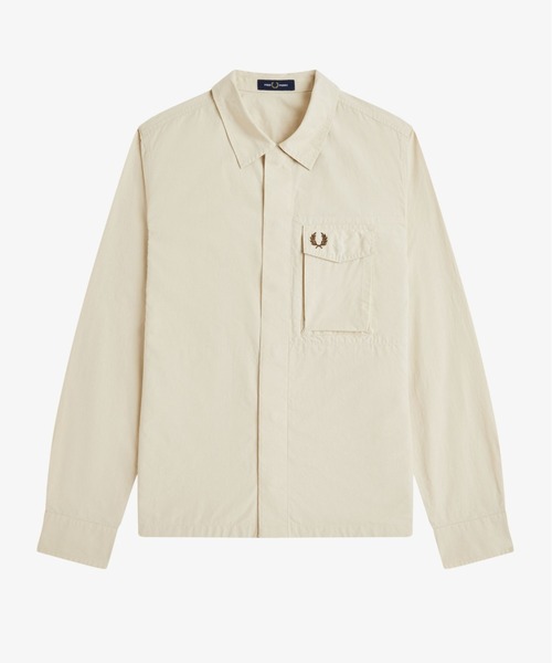 FRED PERRY（フレッドペリー）の「Poplin Overshirt／コットンポプリンオーバーシャツ（シャツ/ブラウス・メンズ・ブラック/ベージュ・M/L）」の14枚目の写真