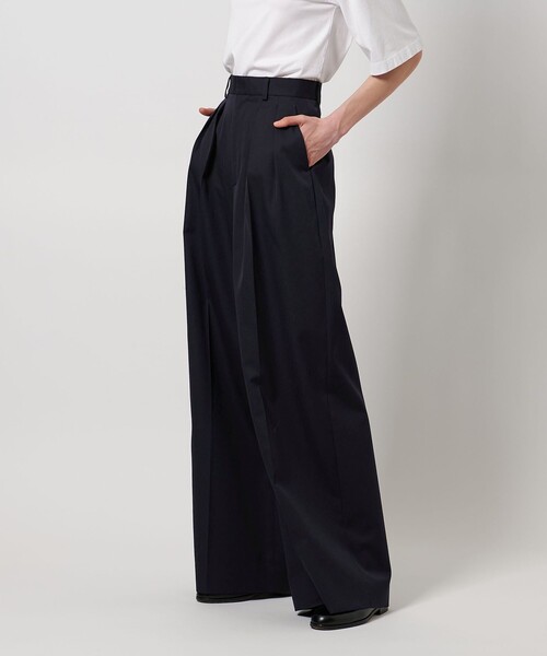 LOEFF（ロエフ）の「＜LOEFF＞ウールギャバ バギー パンツ（その他パンツ・レディース・ネイビー/オリーブ・0/00/1）」の3枚目の写真