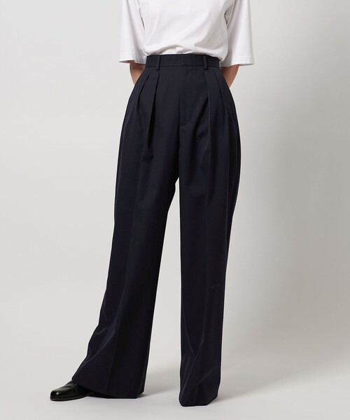 LOEFF（ロエフ）の「＜LOEFF＞ウールギャバ バギー パンツ（その他パンツ・レディース・ネイビー/オリーブ・0/00/1）」の4枚目の写真