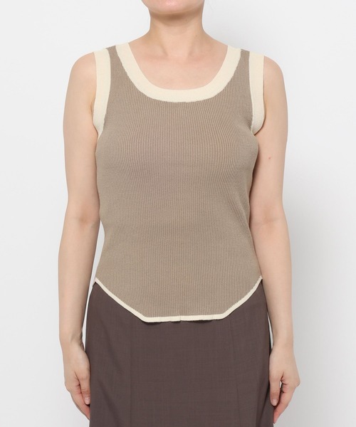 mysty woman（ミスティウーマン）の「2WAY配色ニットタンク　581386（タンクトップ・レディース・ベージュ/ブラック/オフホワイト・FREE）」の21枚目の写真