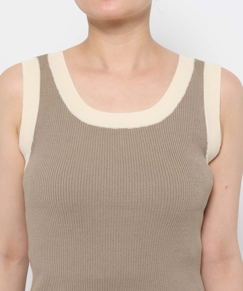 mysty woman（ミスティウーマン）の「2WAY配色ニットタンク　581386（タンクトップ・レディース・ベージュ/ブラック/オフホワイト・FREE）」の12枚目の写真