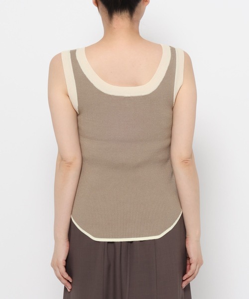 mysty woman（ミスティウーマン）の「2WAY配色ニットタンク　581386（タンクトップ・レディース・ベージュ/ブラック/オフホワイト・FREE）」の17枚目の写真