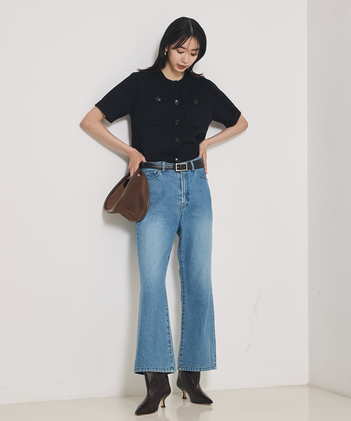 qualite(カリテ)の「【e×qualite】フレアークロップドデニム/フレアパンツ(その他パンツ・レディース・インディゴブルー/グレー・36/40/38)」の19枚目の写真