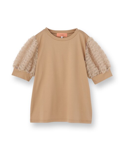 Sunauna（スーナウーナ）の「【チュール袖】パフスリーブカットソー（Tシャツ/カットソー・レディース・サンドベージュ/ブラック/オフホワイト・40/38/36）」の4枚目の写真