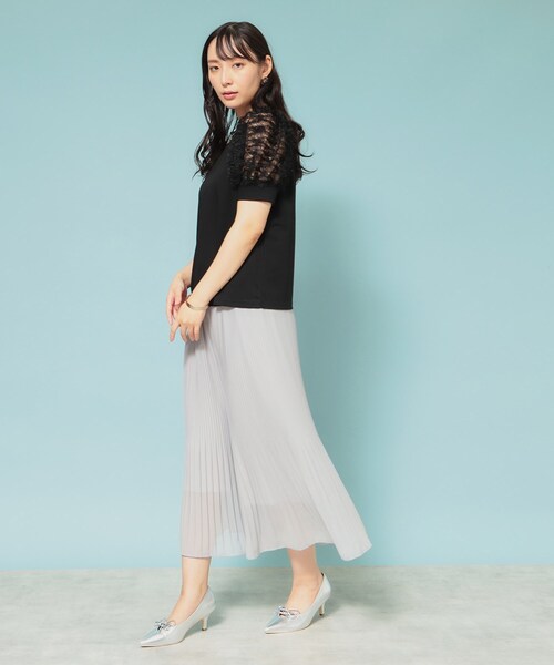 Sunauna（スーナウーナ）の「【チュール袖】パフスリーブカットソー（Tシャツ/カットソー・レディース・サンドベージュ/ブラック/オフホワイト・40/38/36）」の6枚目の写真