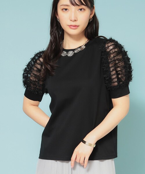 Sunauna（スーナウーナ）の「【チュール袖】パフスリーブカットソー（Tシャツ/カットソー・レディース・サンドベージュ/ブラック/オフホワイト・40/38/36）」の11枚目の写真