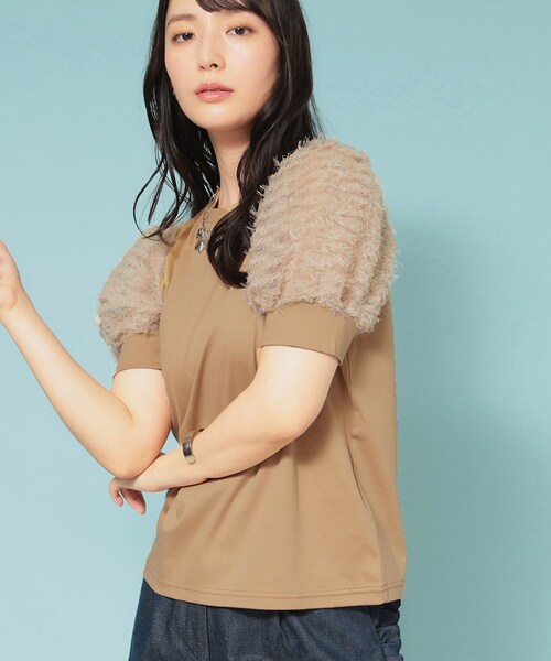Sunauna（スーナウーナ）の「【チュール袖】パフスリーブカットソー（Tシャツ/カットソー・レディース・サンドベージュ/ブラック/オフホワイト・40/38/36）」の15枚目の写真