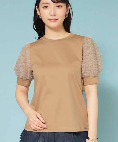 Sunauna（スーナウーナ）の「【チュール袖】パフスリーブカットソー（Tシャツ/カットソー・レディース・サンドベージュ/ブラック/オフホワイト・40/38/36）」の18枚目の写真
