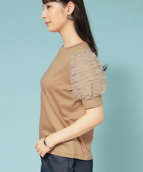 Sunauna（スーナウーナ）の「【チュール袖】パフスリーブカットソー（Tシャツ/カットソー・レディース・サンドベージュ/ブラック/オフホワイト・40/38/36）」の19枚目の写真