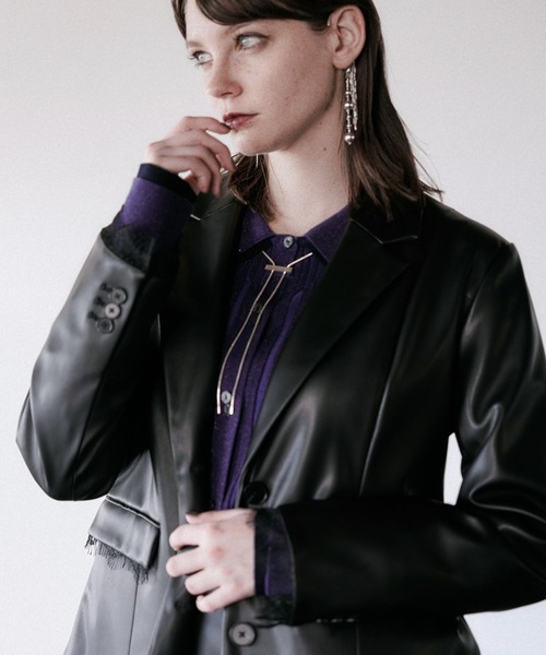 HARE（ハレ）の「マルチマテリアルテーラージャケット(HARE)（テーラードジャケット・レディース・チャコールグレー/ブラック・FREE）」の6枚目の写真