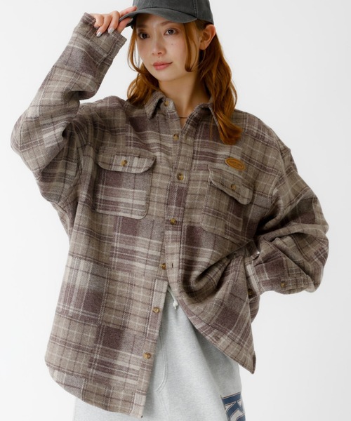 PARROTT CANVAS(パロットキャンバス)の「【PARROTT CANVAS/パロットキャンバス】 CPO SHIRT/パッチワークチェックシャツ/PC25212014/チェック柄/パッチワーク/シャツ/オーバー【WEB限定】(シャツ/ブラウス・レディース・モカ・フリー)」の1枚目の写真