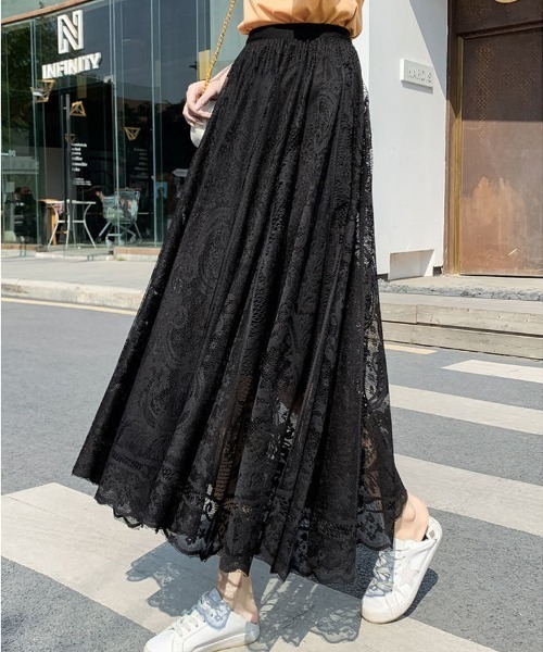 PRADA ブラック レース フレアスカート ☆PRADA☆直営店買付☆プラダ Re-Nylon プリーツスカート (PRADA