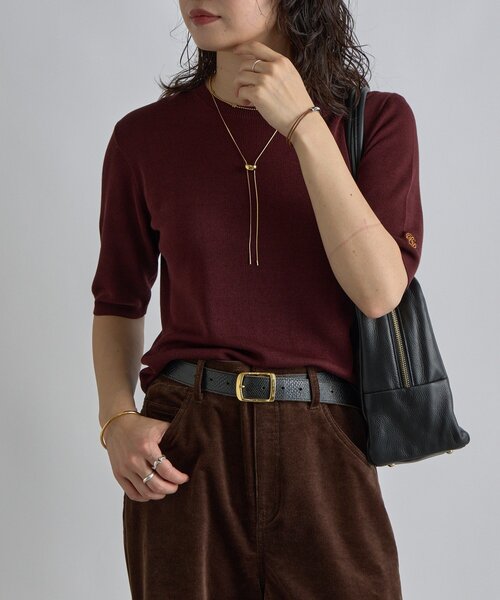 RIVE DROITE(リヴドロワ)の「【接触冷感】ゴブソデニットTee(ニット/セーター・レディース・オフホワイト/ブラック/バーガンディー・FREE)」の3枚目の写真