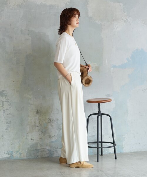 RIVE DROITE(リヴドロワ)の「【接触冷感】ゴブソデニットTee(ニット/セーター・レディース・オフホワイト/ブラック/バーガンディー・FREE)」の6枚目の写真