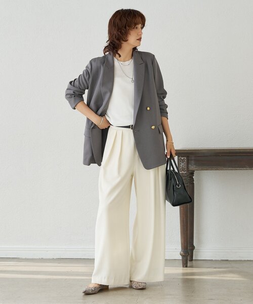 RIVE DROITE(リヴドロワ)の「【接触冷感】ゴブソデニットTee(ニット/セーター・レディース・オフホワイト/ブラック/バーガンディー・FREE)」の12枚目の写真