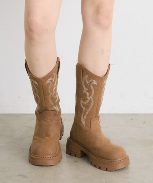 w closet(ダブルクローゼット)の「【25AW】ウエスタンブーツ(ブーツ・レディース・ブラウン/キャメル・MEDIUM/LARGE)」の12枚目の写真