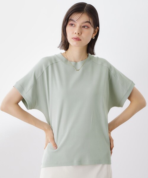 THE SHOP TK （ザ ショップ ティーケー ）の「【汗染み防止】ラグランスリーブTシャツ【洗濯機OK/UVケア】（Tシャツ/カットソー・レディース・オフホワイト/ブラウン系/サックスブルー/スミクロ・12/13）」の4枚目の写真