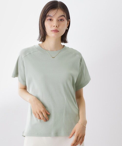 THE SHOP TK （ザ ショップ ティーケー ）の「【汗染み防止】ラグランスリーブTシャツ【洗濯機OK/UVケア】（Tシャツ/カットソー・レディース・オフホワイト/ブラウン系/サックスブルー/スミクロ・12/13）」の17枚目の写真