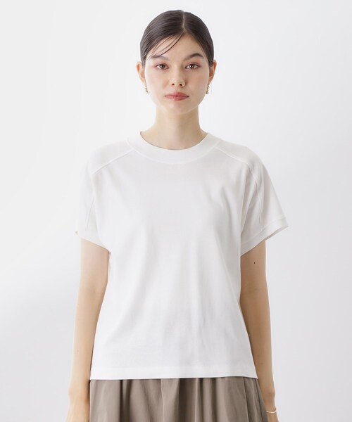 THE SHOP TK （ザ ショップ ティーケー ）の「【汗染み防止】ラグランスリーブTシャツ【洗濯機OK/UVケア】（Tシャツ/カットソー・レディース・オフホワイト/ブラウン系/サックスブルー/スミクロ・12/13）」の20枚目の写真