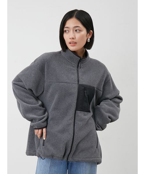 Mila Owen（ミラオーウェン）の「オーバーサイズフリースブルゾン（ブルゾン・レディース・ミント/アイボリー/グレー・F）」の8枚目の写真