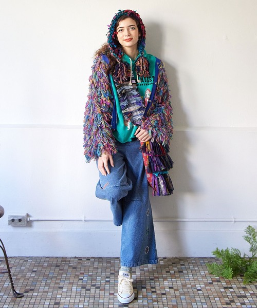 チャイハネ（チャイハネ）の「【チャイハネ】カラフルループニットカーディガン（カーディガン/ボレロ・レディース・レッド/イエロー/ブルー・FREE）」の6枚目の写真