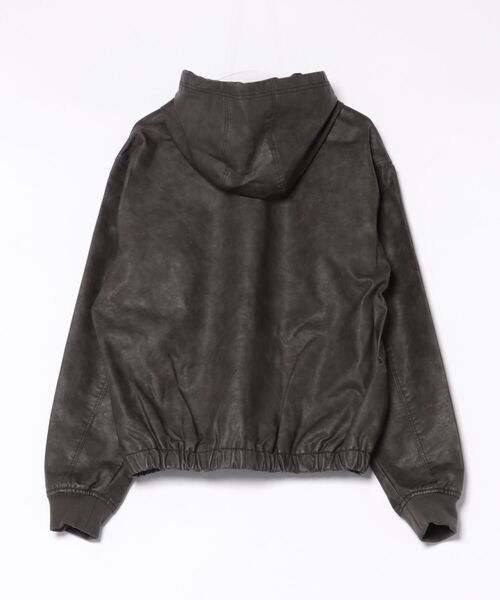 8(eight)(エイト)の「ウォッシュ合皮ジップパーカーブルゾン(ブルゾン・メンズ・ブラック/ブラウン・MEDIUM/LARGE)」の3枚目の写真