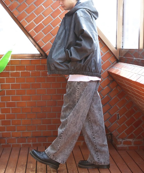 8(eight)(エイト)の「ウォッシュ合皮ジップパーカーブルゾン(ブルゾン・メンズ・ブラック/ブラウン・MEDIUM/LARGE)」の20枚目の写真