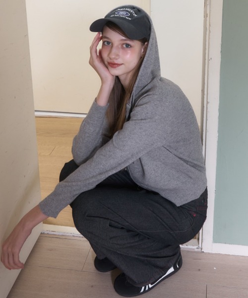 Birthday room（バースデイルーム）の「スターダブルジップニットパーカー/Star double zip knit hoodie（パーカー・レディース・グレー/アイボリー/ライトブルー/ブラック・FREE）」の19枚目の写真