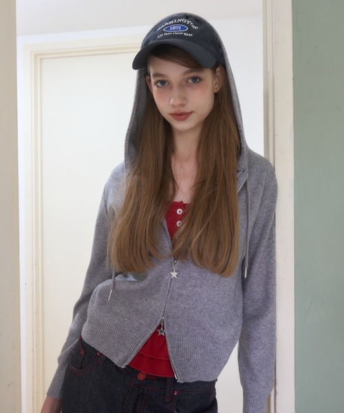 Birthday room（バースデイルーム）の「スターダブルジップニットパーカー/Star double zip knit hoodie（パーカー・レディース・グレー/アイボリー/ライトブルー/ブラック・FREE）」の17枚目の写真