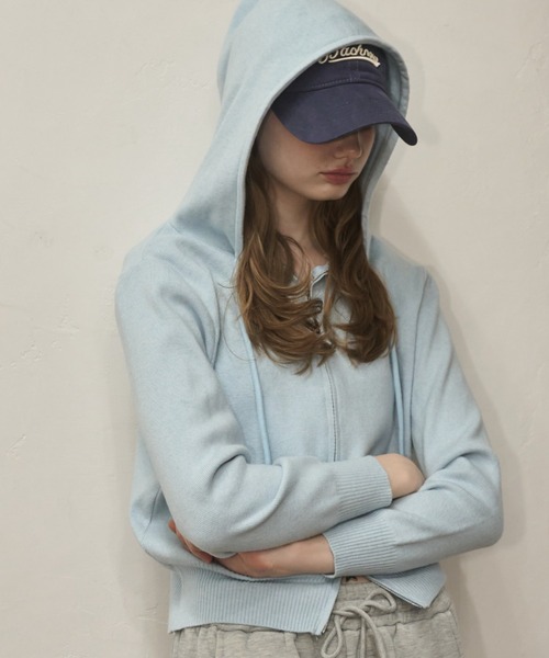 Birthday room（バースデイルーム）の「スターダブルジップニットパーカー/Star double zip knit hoodie（パーカー・レディース・グレー/アイボリー/ライトブルー/ブラック・FREE）」の21枚目の写真