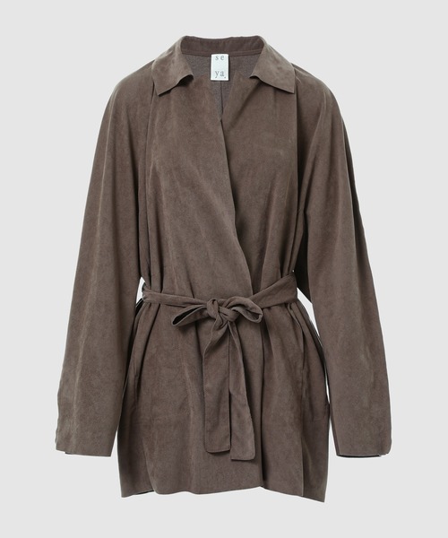 VEGETAL DRAPED GOWN/ULTRASUEDE