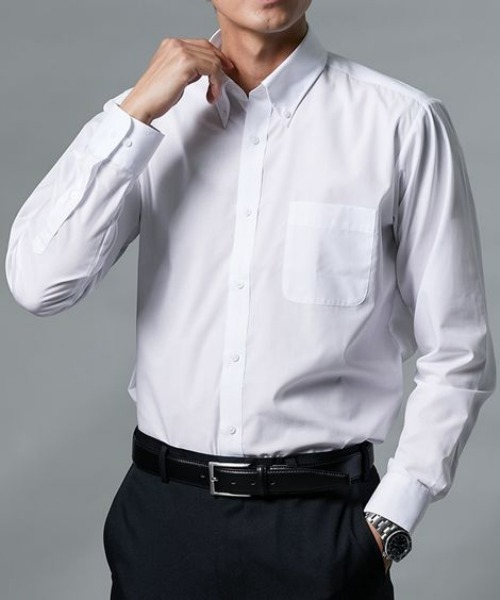 nissen(ニッセン)の「【抗菌防臭・形態安定】ボタンダウン長袖ワイシャツ (M~5Lサイズ)(ビジネスシャツ・メンズ・ホワイト・M1/M2/L1/L2/L3/L4/LL1/LL2/LL3/LL4/3L2/3L3/4L1/4L2/5L1/5L2/5L3/M3/M4/3L1)」の1枚目の写真