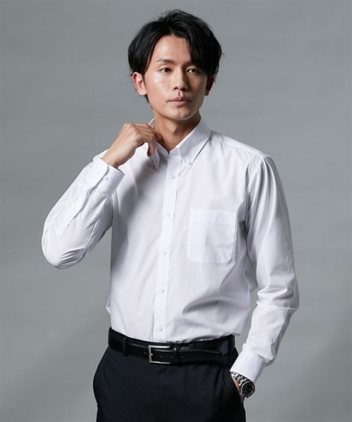 nissen(ニッセン)の「【抗菌防臭・形態安定】ボタンダウン長袖ワイシャツ (M~5Lサイズ)(ビジネスシャツ・メンズ・ホワイト・M1/M2/L1/L2/L3/L4/LL1/LL2/LL3/LL4/3L2/3L3/4L1/4L2/5L1/5L2/5L3/M3/M4/3L1)」の2枚目の写真