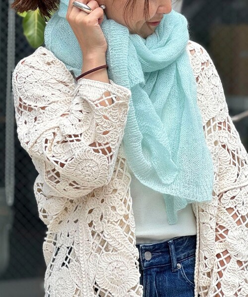 NOLLEY’S（ノーリーズ）の「ライトモヘヤストール（ストール/ショール・レディース・ミント/ライトグレー/サーモンピンク・FREE）」の3枚目の写真