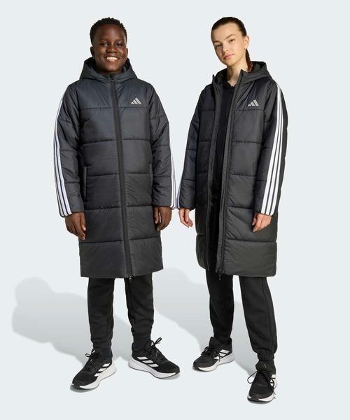 adidas ブラック ダウンコート フード付き O（XL） セール】ロングコート キッズ / アディダス adidas（ダウンジャケット