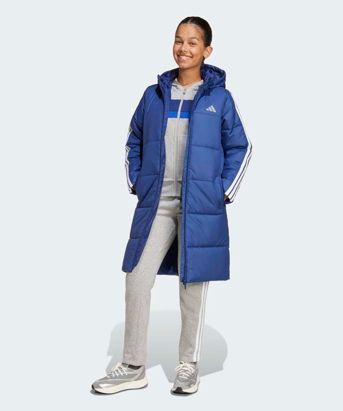 adidas（アディダス）の「ロングコート キッズ / アディダス adidas（ダウンジャケット/コート・キッズ・ブラック/ブルー・150/160/140）」の3枚目の写真