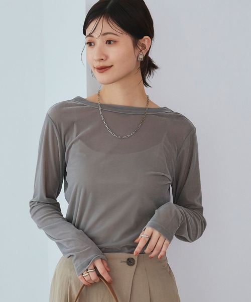 CROSS FUNCTION（クロスファンクション）の「《高通気性》エブ楽 2wayスキンベロアトップス【CROSS FUNCTION/クロスファンクション】（Tシャツ/カットソー・レディース・ブラウン/グレー/ダークブルー・LL/M/L）」の6枚目の写真