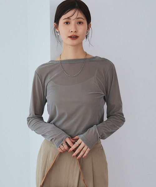 CROSS FUNCTION（クロスファンクション）の「《高通気性》エブ楽 2wayスキンベロアトップス【CROSS FUNCTION/クロスファンクション】（Tシャツ/カットソー・レディース・ブラウン/グレー/ダークブルー・LL/M/L）」の4枚目の写真