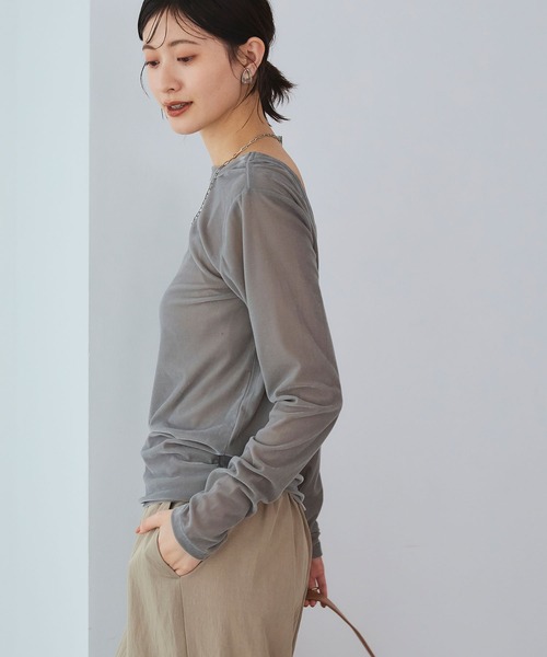 CROSS FUNCTION（クロスファンクション）の「《高通気性》エブ楽 2wayスキンベロアトップス【CROSS FUNCTION/クロスファンクション】（Tシャツ/カットソー・レディース・ブラウン/グレー/ダークブルー・LL/M/L）」の8枚目の写真