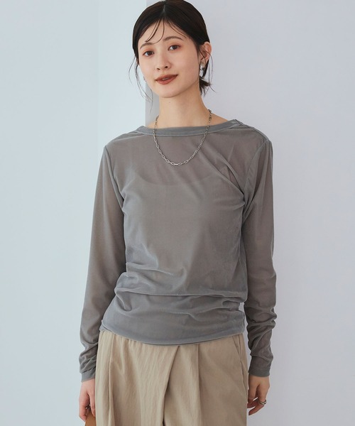 CROSS FUNCTION（クロスファンクション）の「《高通気性》エブ楽 2wayスキンベロアトップス【CROSS FUNCTION/クロスファンクション】（Tシャツ/カットソー・レディース・ブラウン/グレー/ダークブルー・LL/M/L）」の5枚目の写真