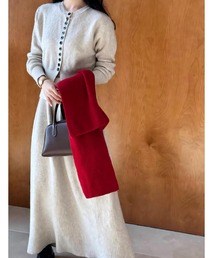 ニット長袖トップス+スカートセットアップ