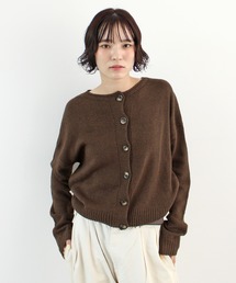 Uネックニットカーディガン