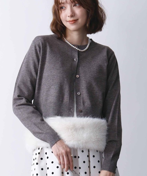 PICCIN（ピッチン）の「ショートレングスカーディガン（カーディガン/ボレロ・レディース・レッド/ブラック/オフホワイト/グレー・M）」の3枚目の写真